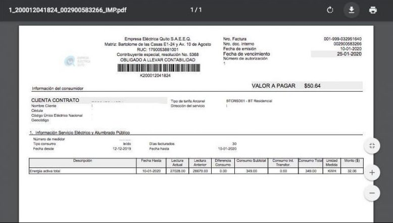 Consulta O Descarga E Imprime La Planilla De Luz De Quito